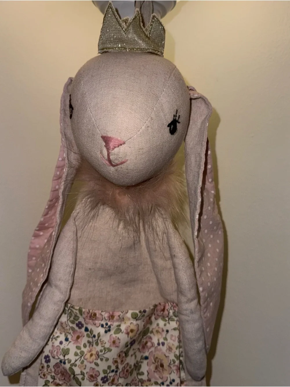 Mon Ami Girl’s Princess Bunny Cream Pink 41” Floral Fabric Hanging Organizer